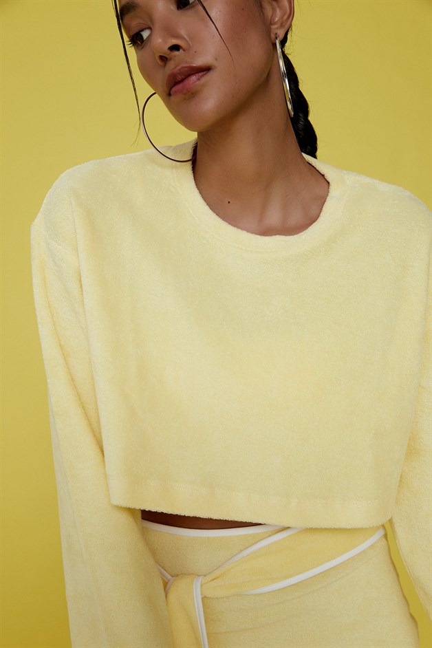 Havlu Kumaş Sarı Sweatshirt