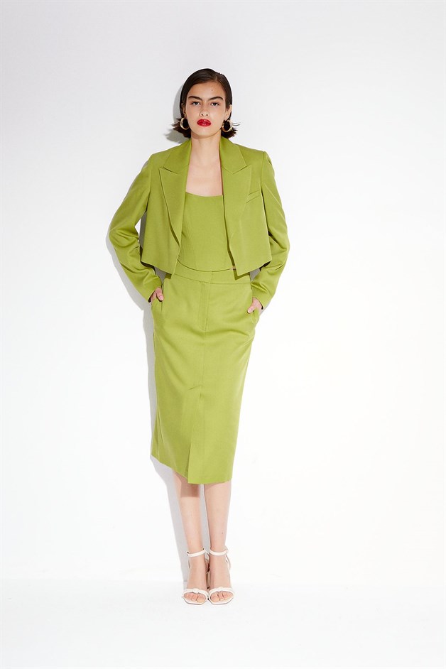 Yeşil Crop Blazer Ceket